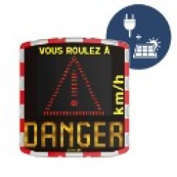 Panou radar indicare viteza alimentare hibrida Semn de avertizare si mesaj text (portocaliu)